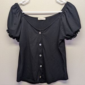 American Eagle Outfitters Black Puff Sleeve Blouse